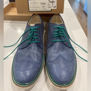 Cole Haan Men's Ocean Blue Oxfords with Green Laces